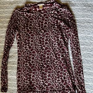 Maroon Black & Pale Pink Animal Print built in solid maroon cami long sleeve